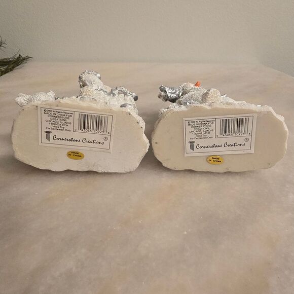 Snowmans Riding Polar Deer /Bear Resin Figurines Cornerstone Creations Vntg 2000 - Picture 7 of 12
